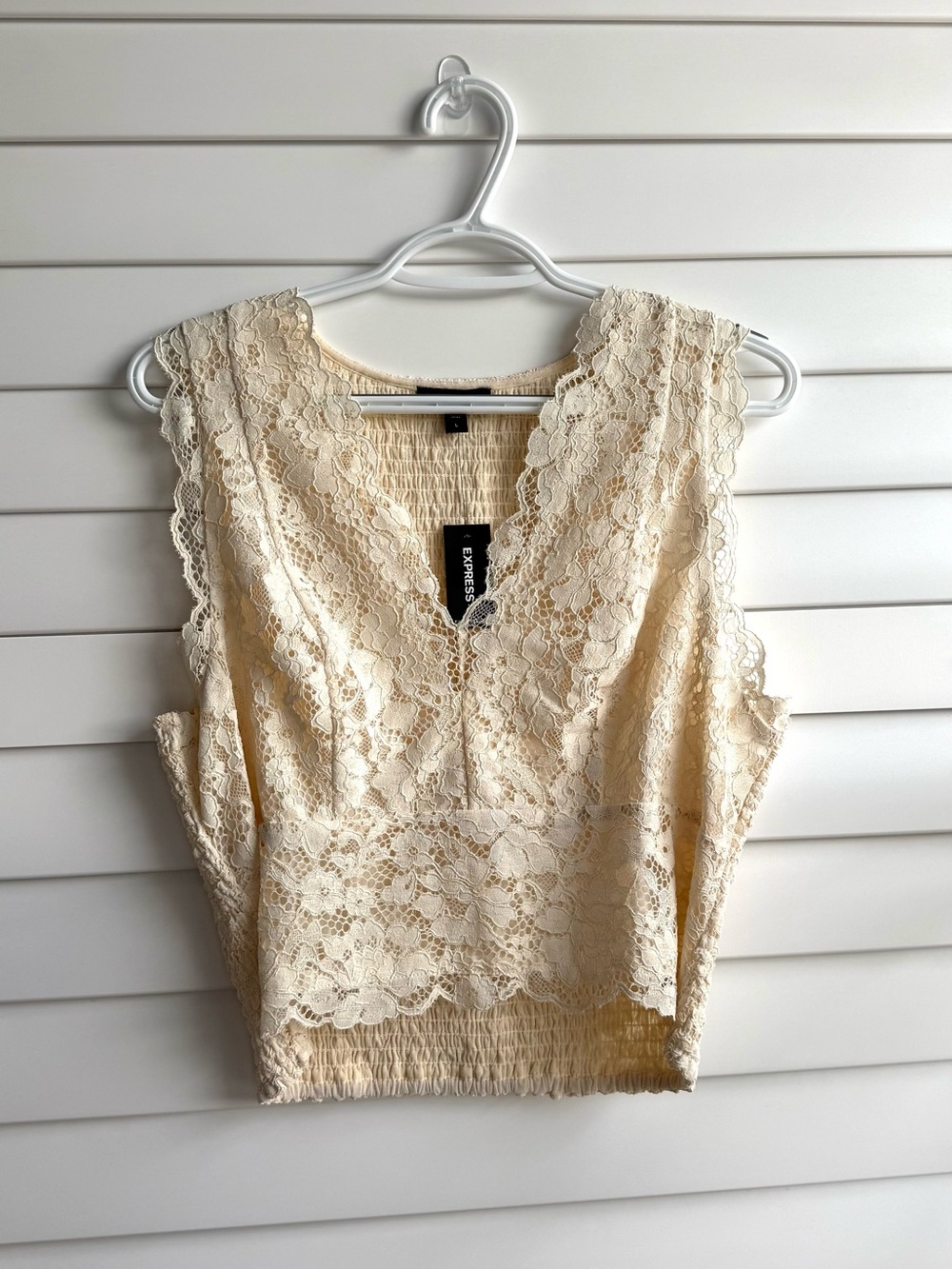 Express Lace V-Neck Camisole in Cream | NWT Size Large
